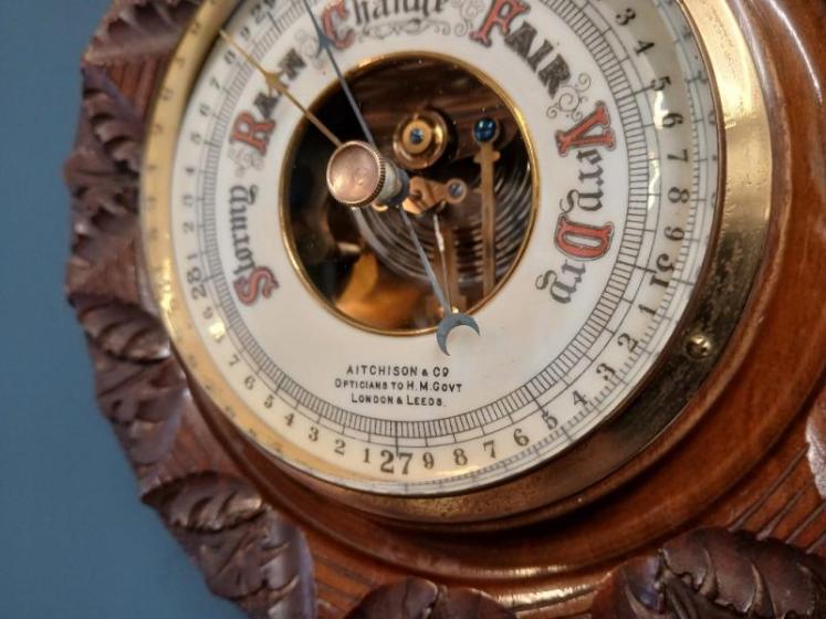 Victorian Walnut Aitchinson of London Aneroid Barometer - Image 3