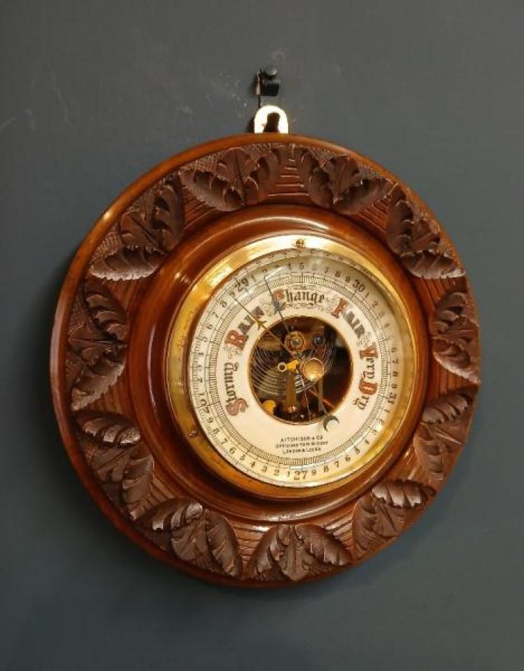 Victorian Walnut Aitchinson of London Aneroid Barometer - Image 7