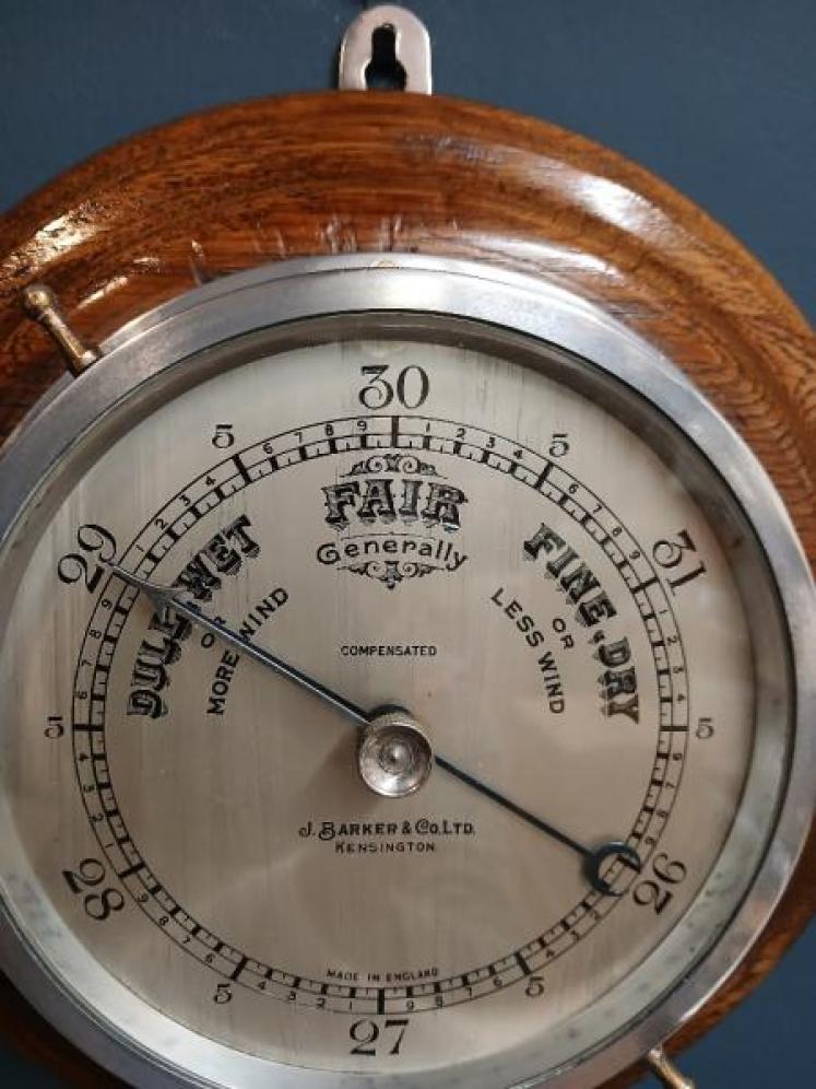 Edwardian Golden Oak Ship's Barometer - Image 2