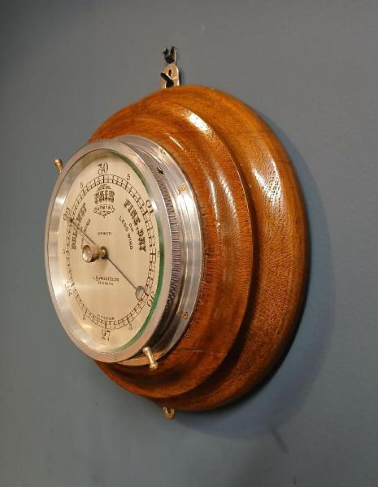 Edwardian Golden Oak Ship's Barometer - Image 5