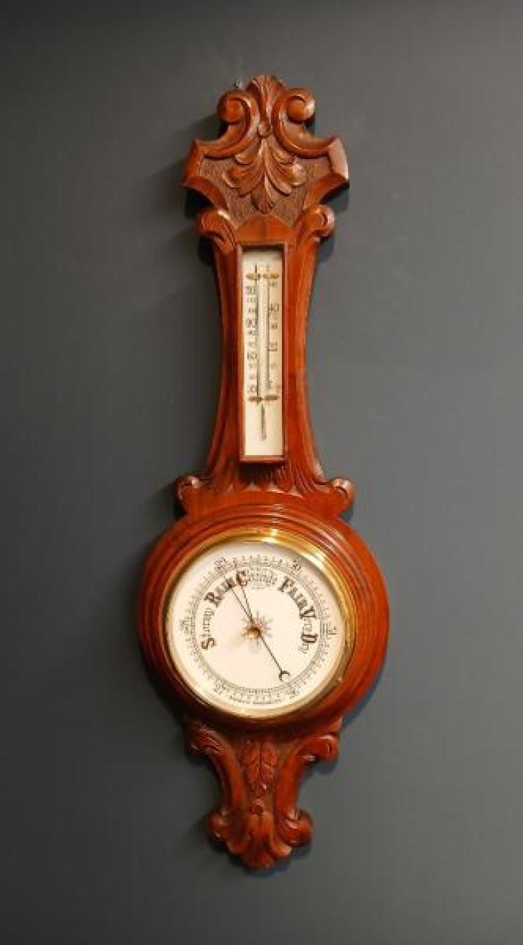 Victorian Solid Walnut Banjo Barometer - Image 1