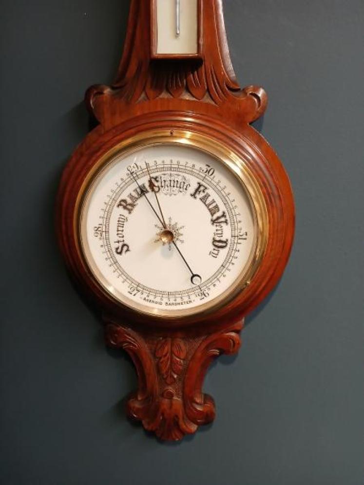 Victorian Solid Walnut Banjo Barometer - Image 2