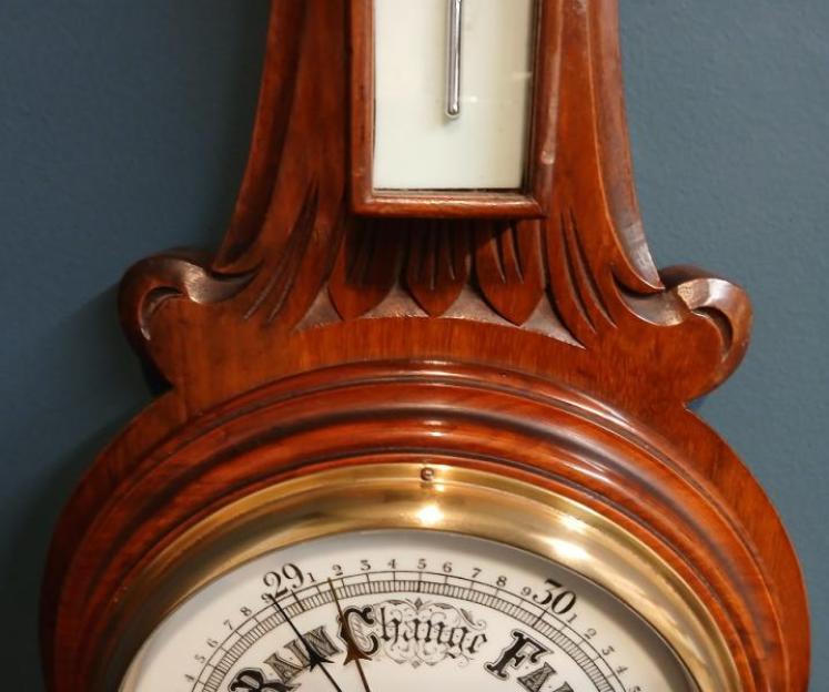 Victorian Solid Walnut Banjo Barometer - Image 4