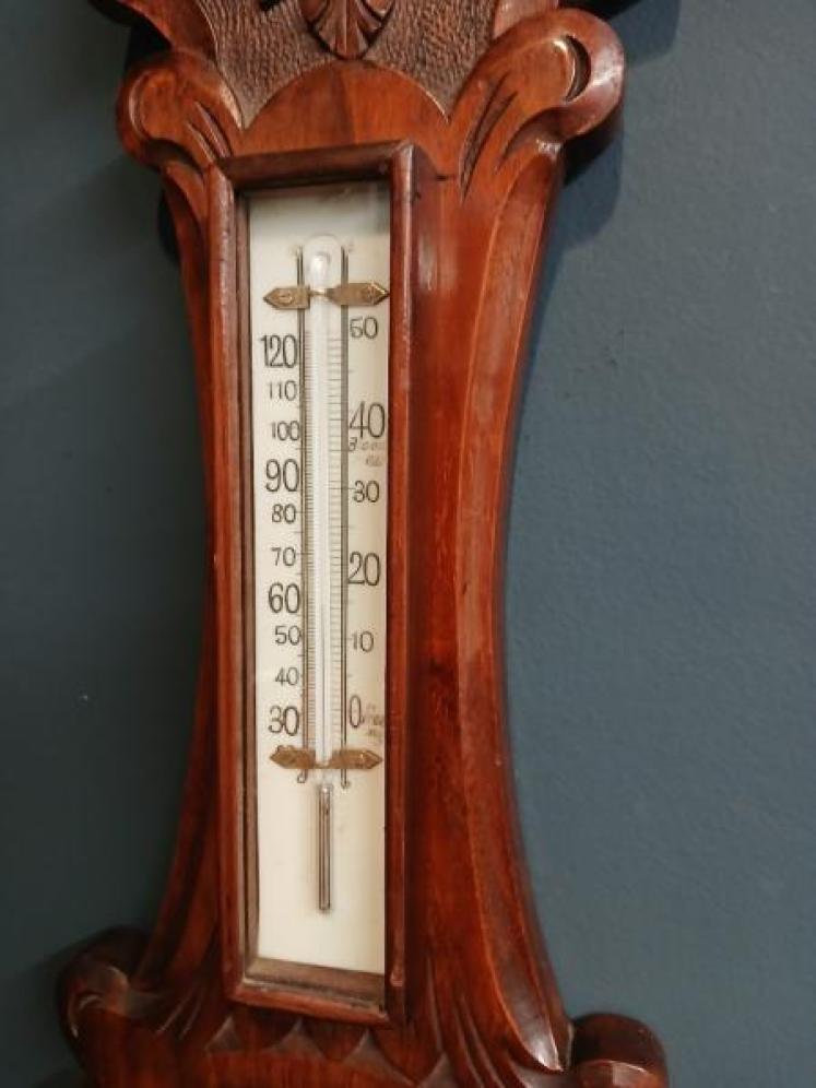 Victorian Solid Walnut Banjo Barometer - Image 5