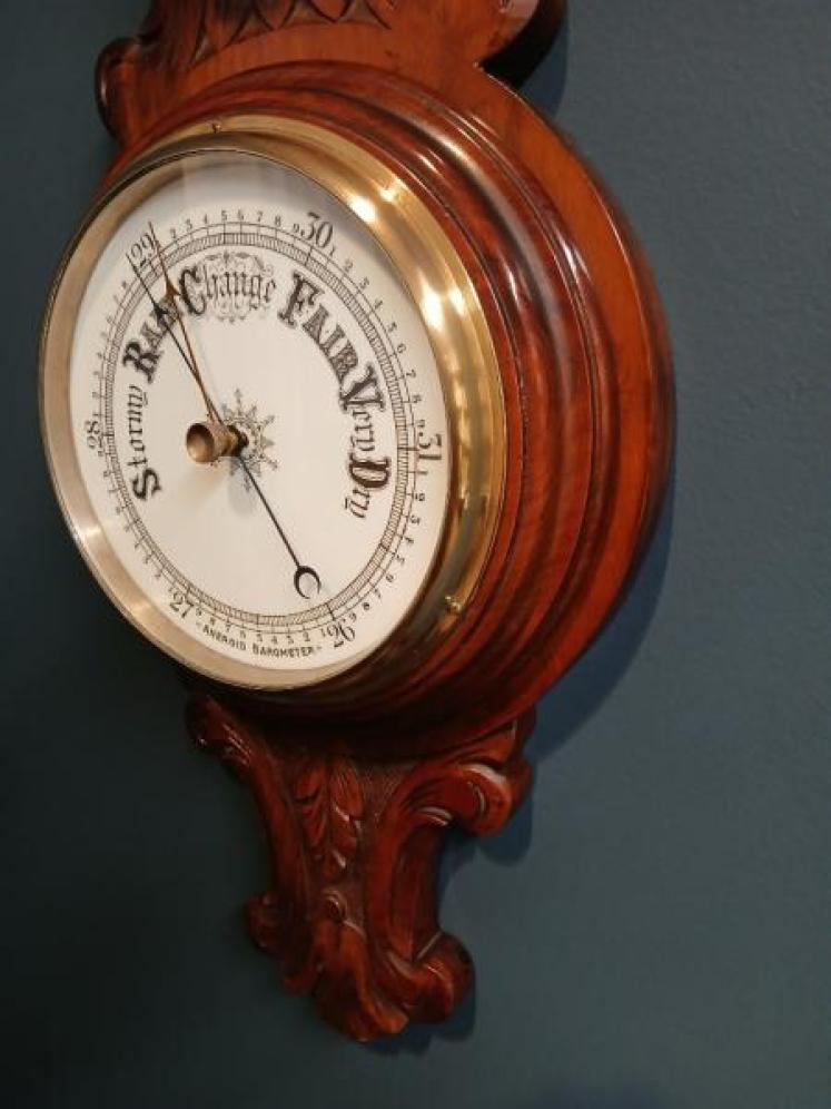 Victorian Solid Walnut Banjo Barometer - Image 6