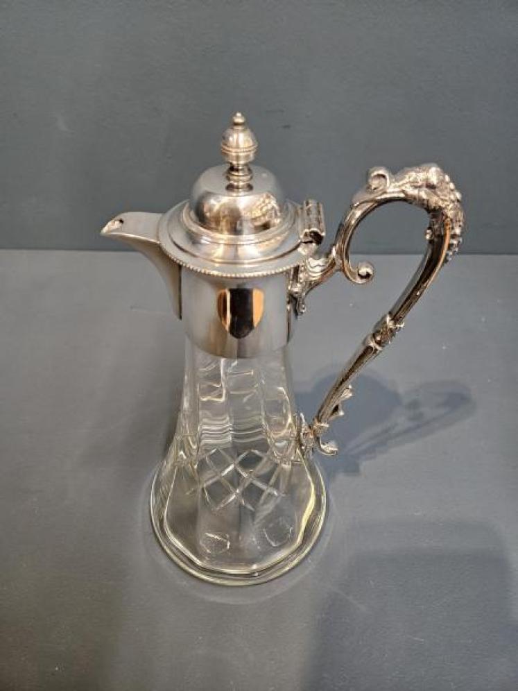 Late Victorian Silver Plated and Crystal Claret Jug - Image 2