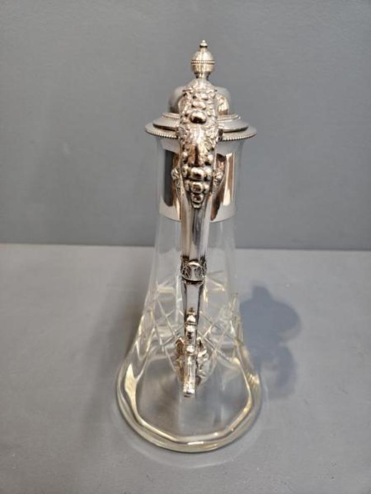 Late Victorian Silver Plated and Crystal Claret Jug - Image 3