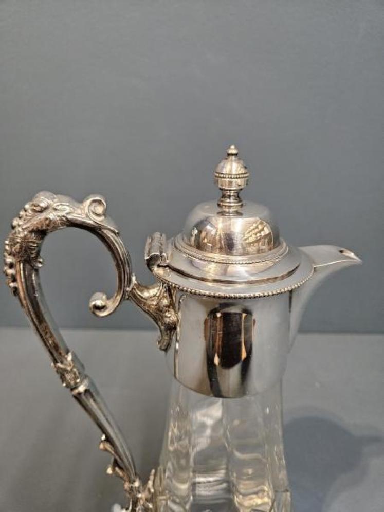 Late Victorian Silver Plated and Crystal Claret Jug - Image 4