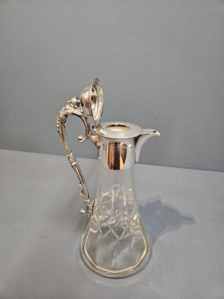 Late Victorian Silver Plated and Crystal Claret Jug - Image 6