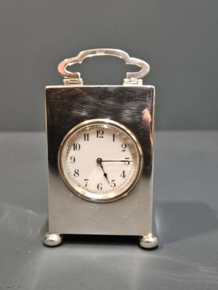 Immaculate Edwardian Silver Carriage Clock - Image 1