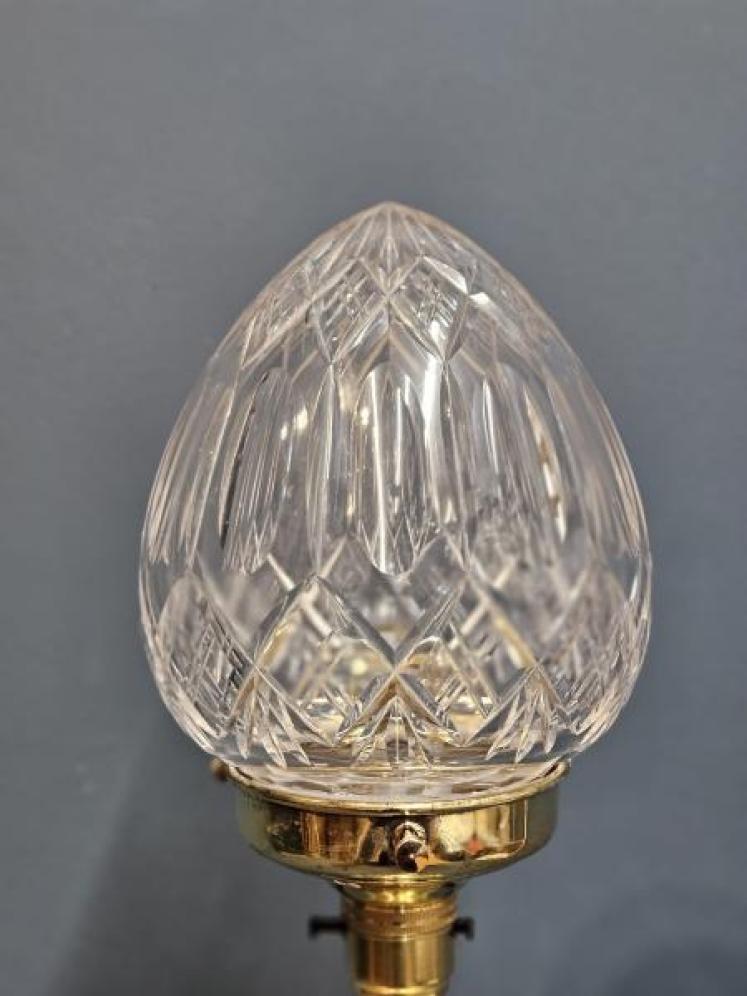 Edwardian Reeded Column Lamp and Crystal Shade - Image 2