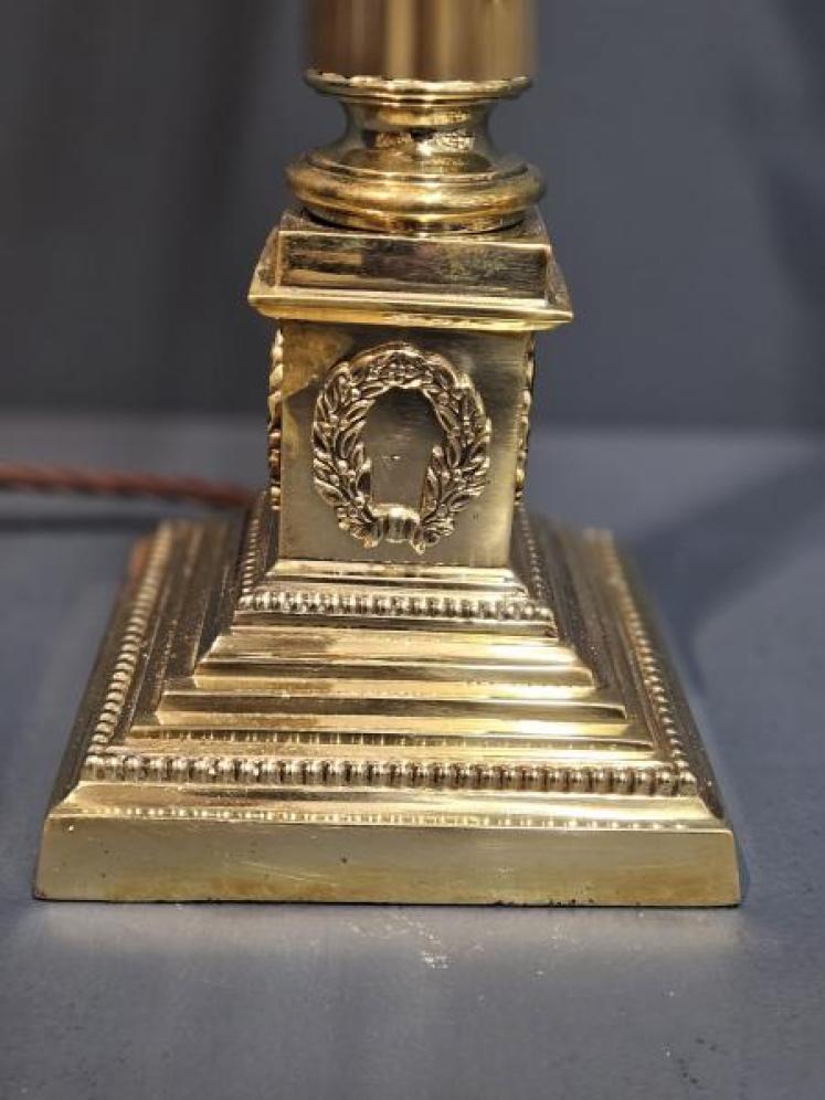 Edwardian Reeded Column Lamp and Crystal Shade - Image 6