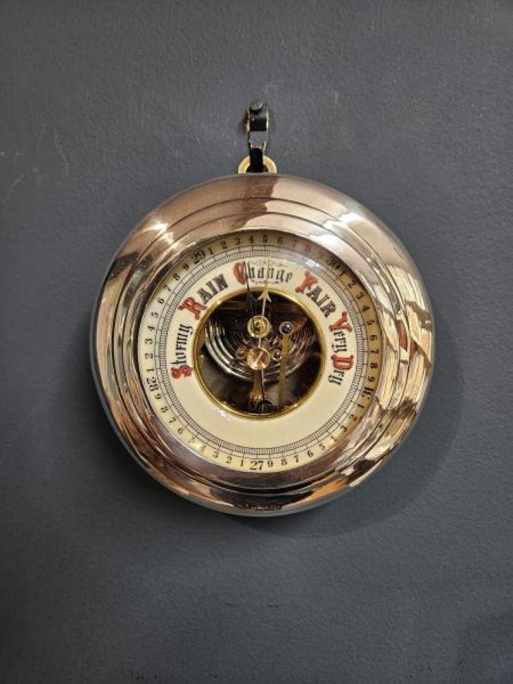 Edwardian Silver and Mahogany Cased Barometer - Image 1