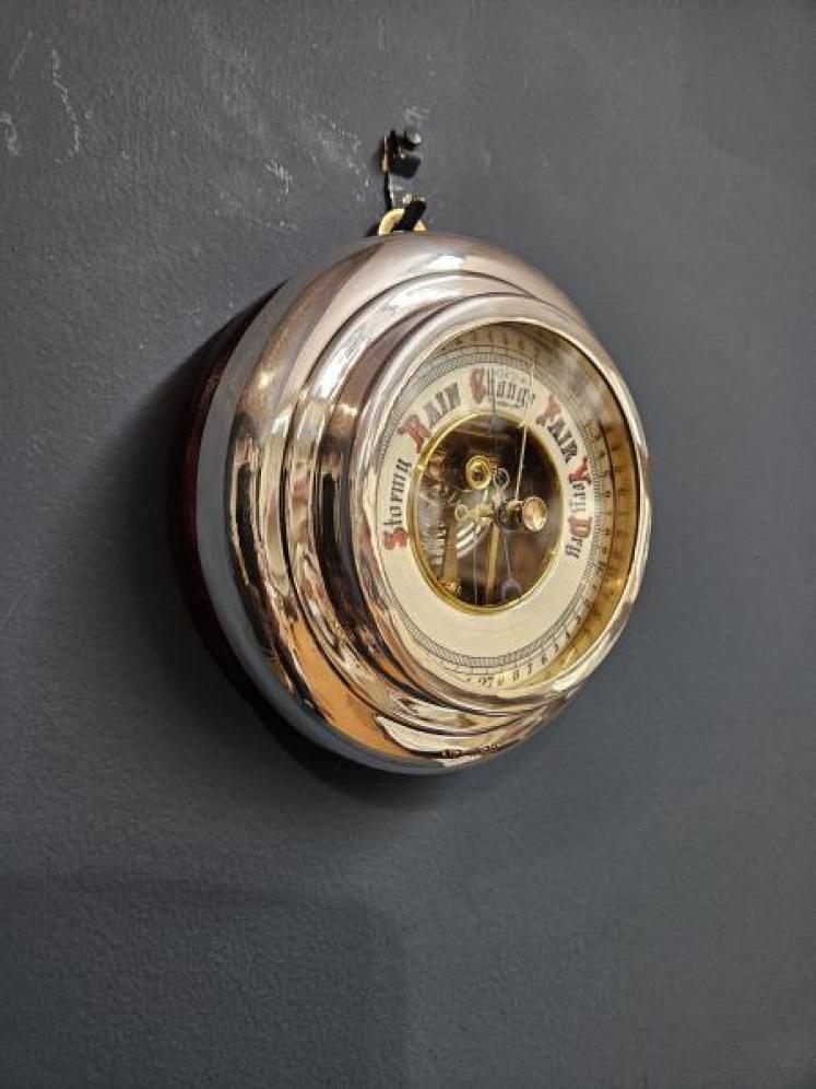 Edwardian Silver and Mahogany Cased Barometer - Image 2