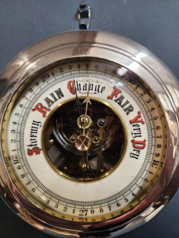 Edwardian Silver and Mahogany Cased Barometer - Image 3