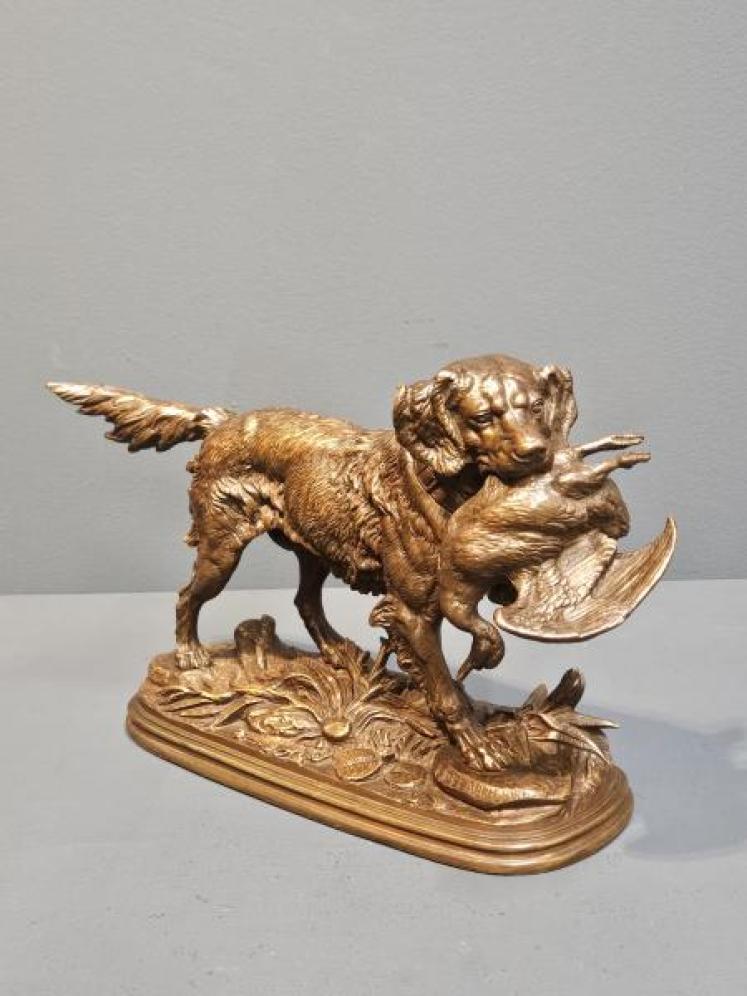 Superb Bronze of a Retriever Paul Edouard Delabrierre - Image 1