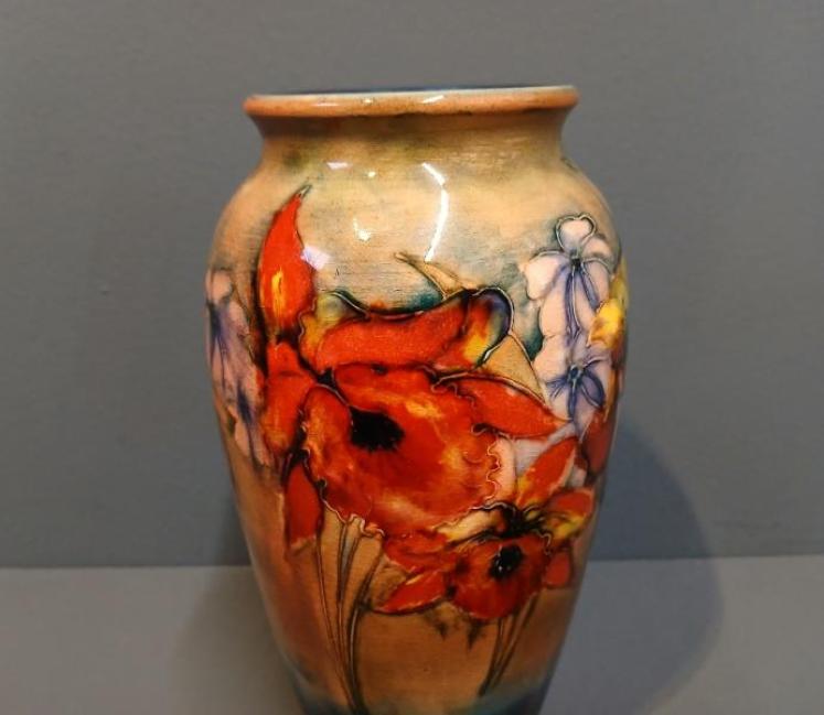 Moorcroft Slipper Orchid Flambe Glazed Vase - Image 3