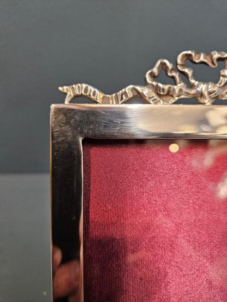 Edwardian Silver Photo Frame With Ribbon Crest - Image 5