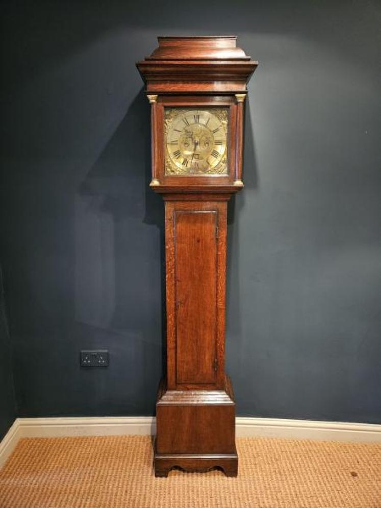 Small Proportion George II Oak Longcase Clock - Image 1