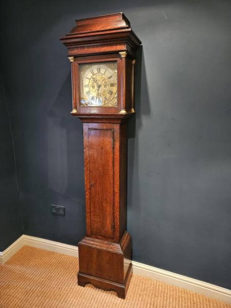Small Proportion George II Oak Longcase Clock - Image 4