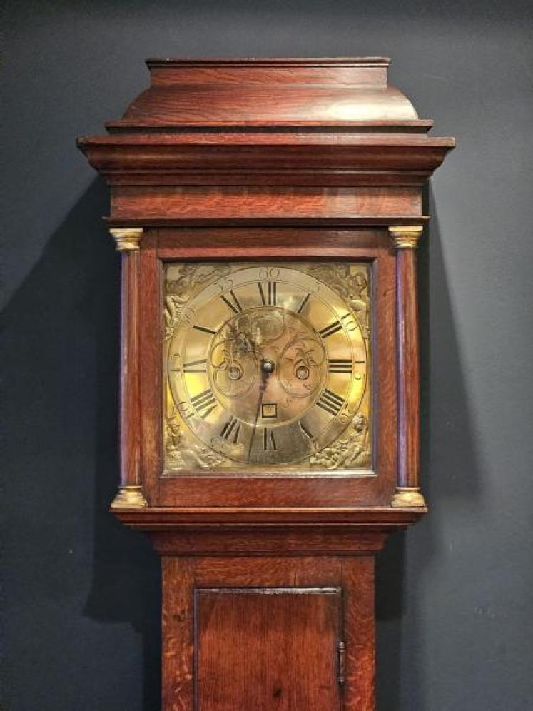 Small Proportion George II Oak Longcase Clock - Image 5