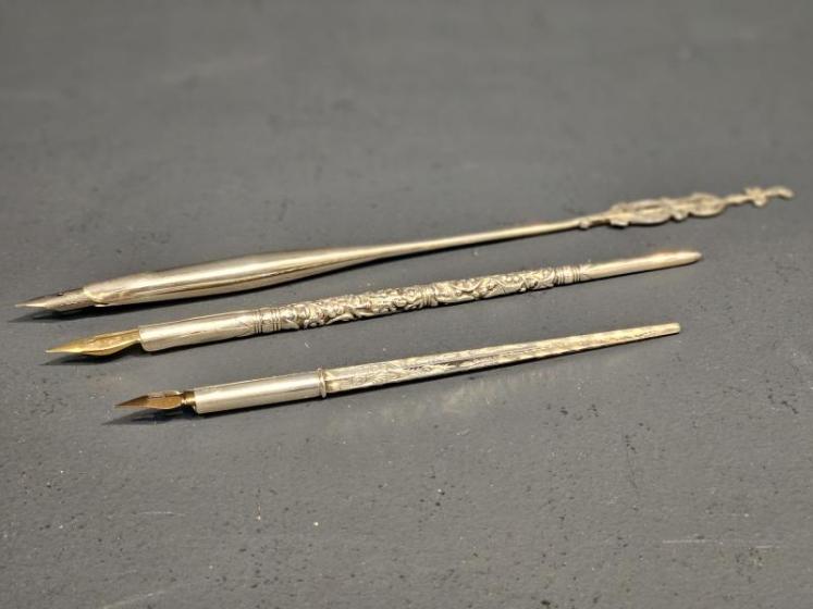 Collection of 3 Victorian Silver nib Pens - Image 1