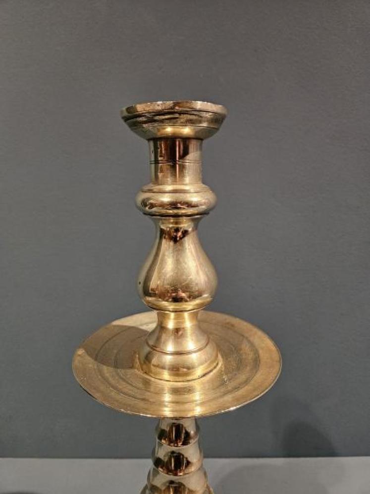 Pair of Large Early Victorian Brass Church Candlesticks - Image 3