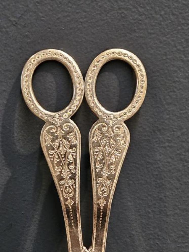 Victorian Engraved Silver Grape Scissors  - Image 4