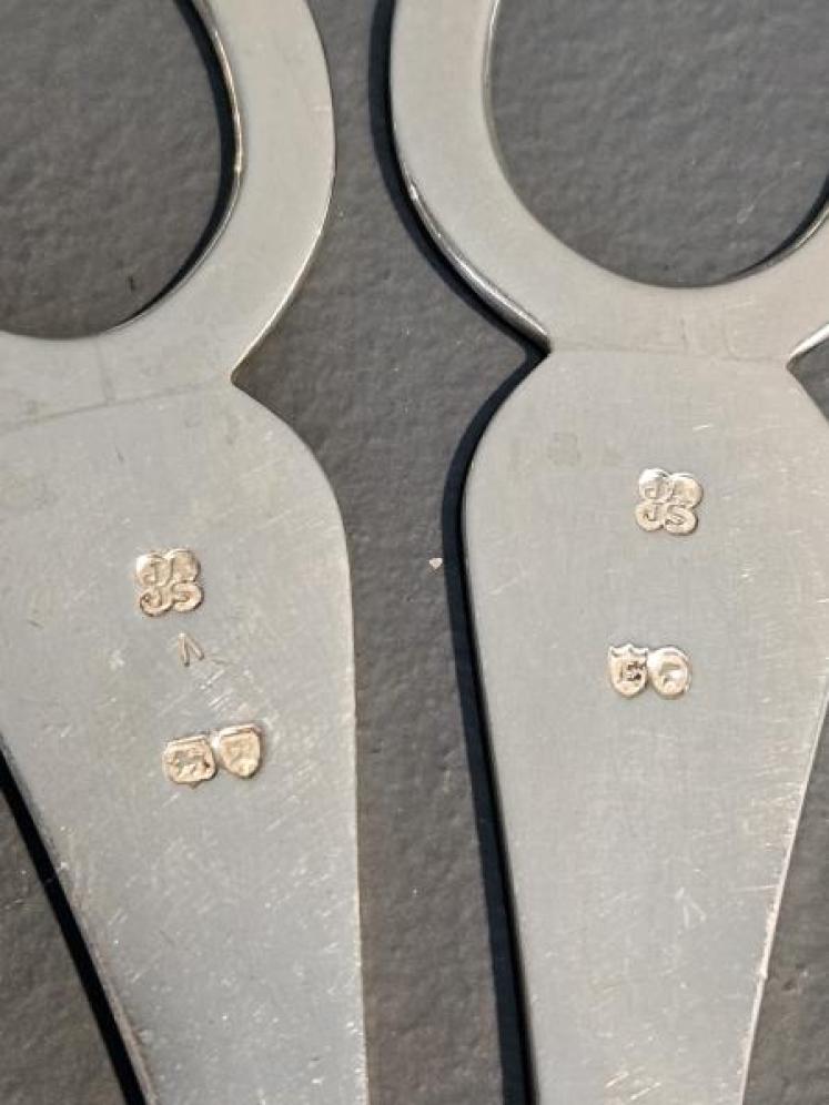 Victorian Engraved Silver Grape Scissors  - Image 5