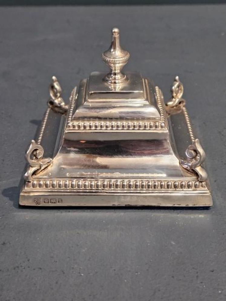 Edwardian Silver Inkwell  - Image 1