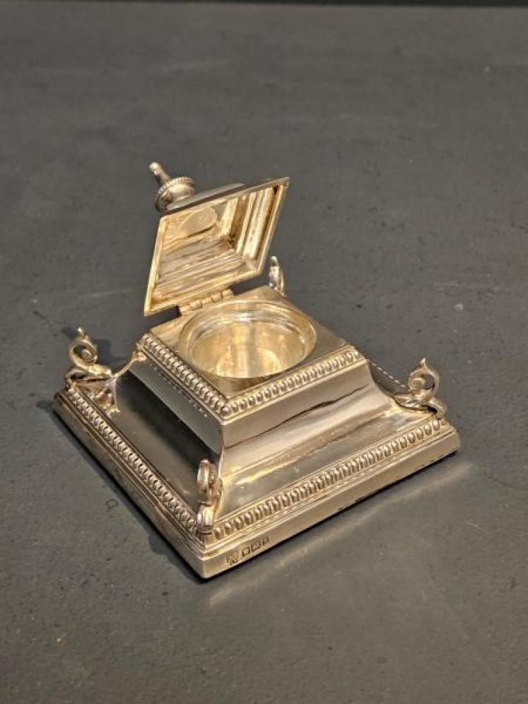 Edwardian Silver Inkwell  - Image 4