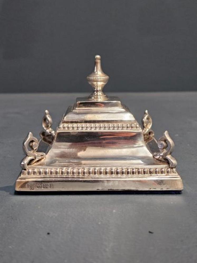 Edwardian Silver Inkwell  - Image 5