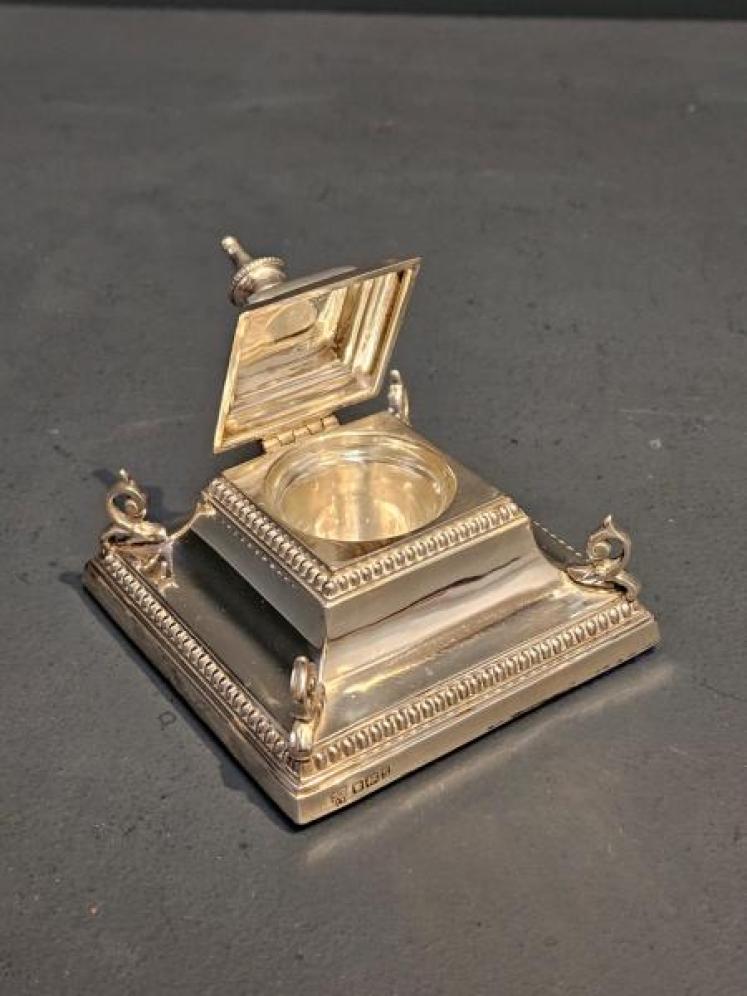 Edwardian Silver Inkwell  - Image 6