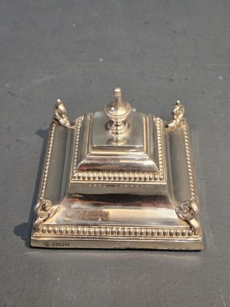 Edwardian Silver Inkwell  - Image 7