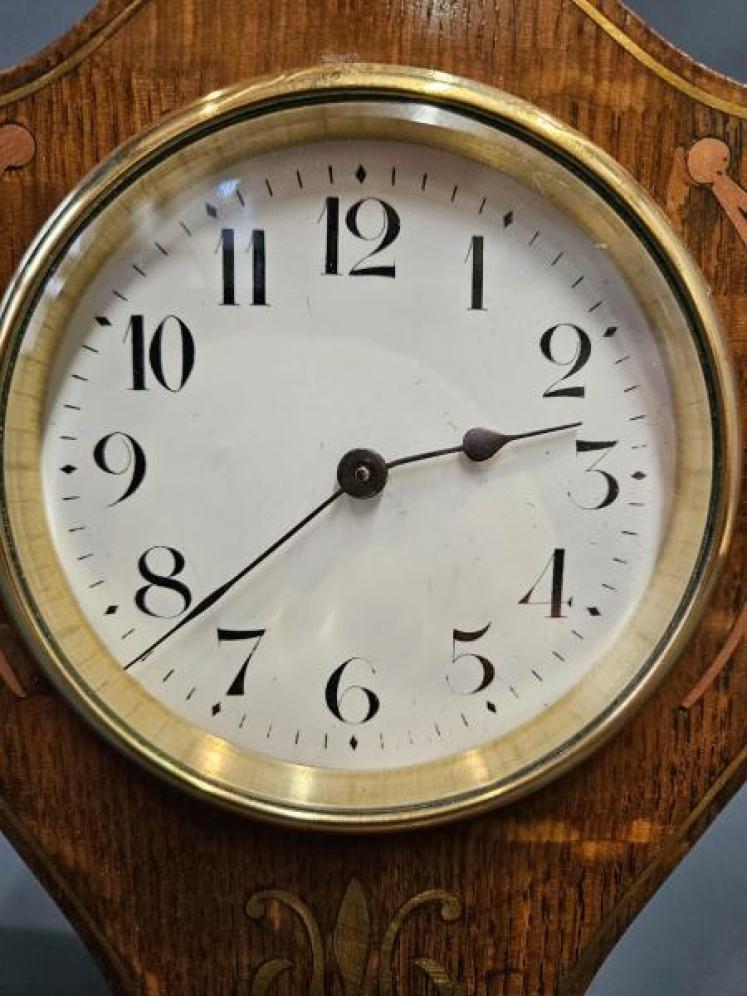 Brass Inlaid Art Nouveau Mantel Clock - Image 2