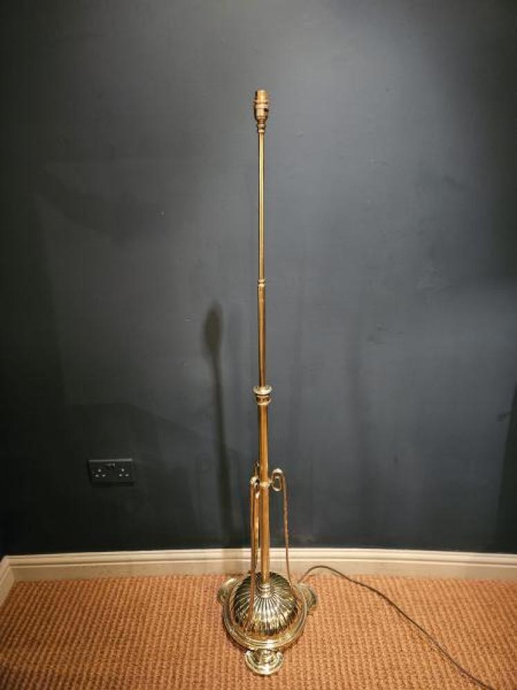 Edwardian Brass Rise and Fall Lamp Standard - Image 1