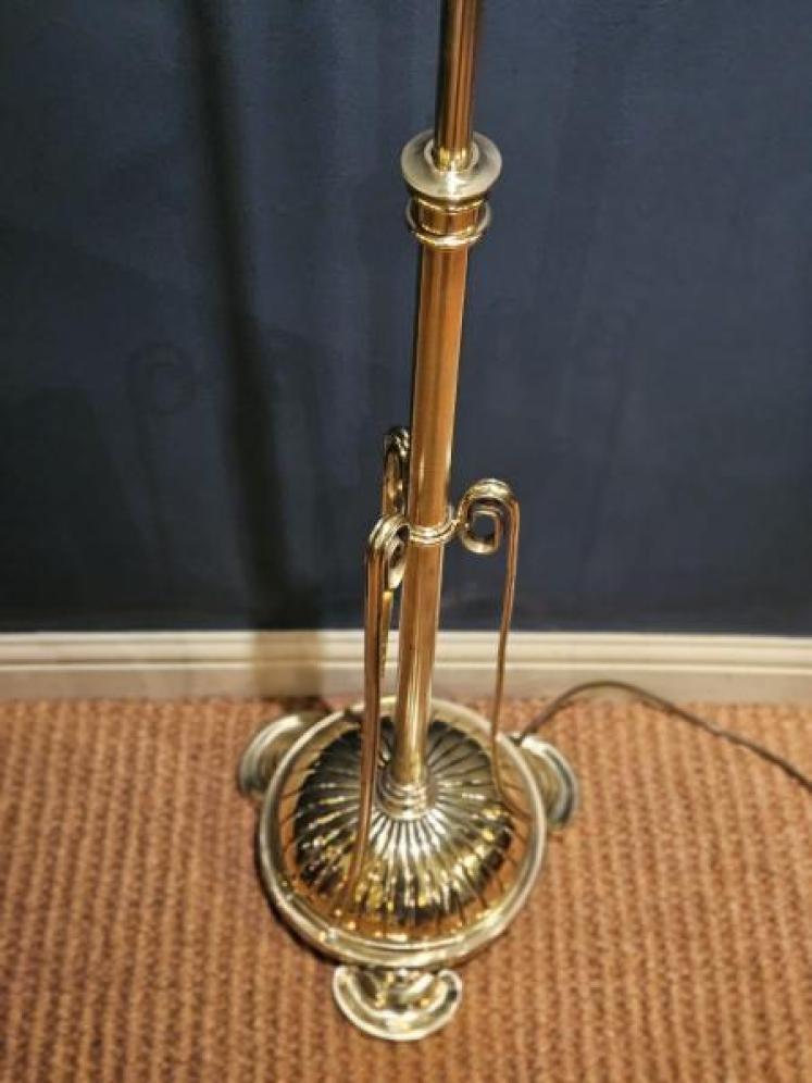 Edwardian Brass Rise and Fall Lamp Standard - Image 2
