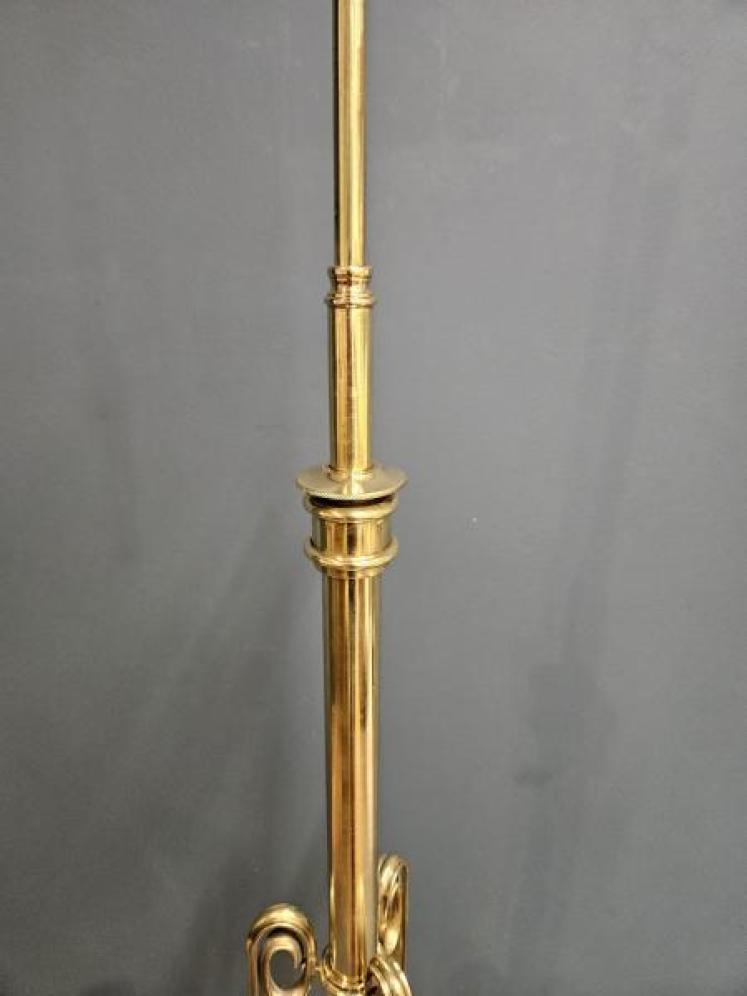 Edwardian Brass Rise and Fall Lamp Standard - Image 4