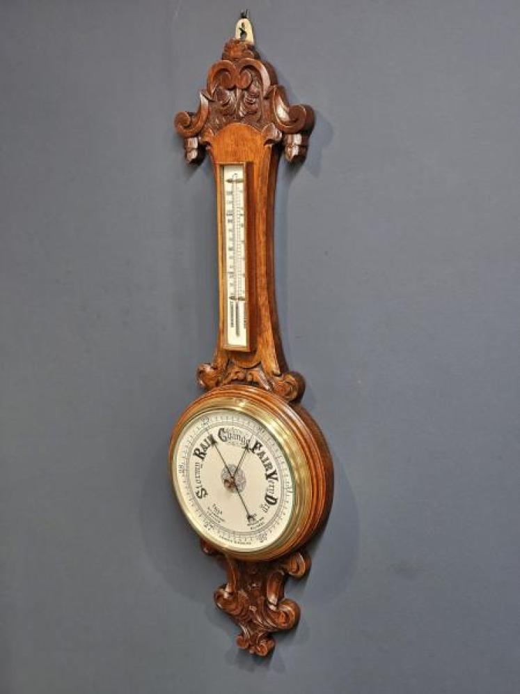 Oak Victorian Banjo Barometer - Image 2