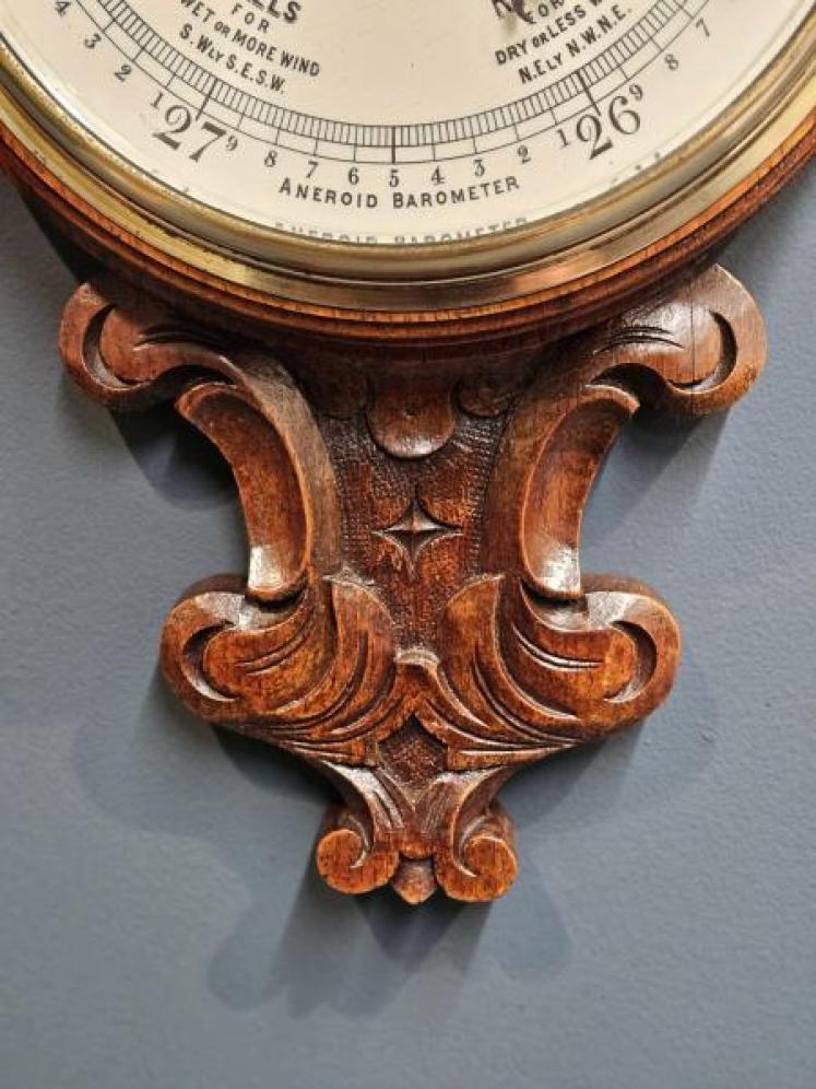 Oak Victorian Banjo Barometer - Image 4