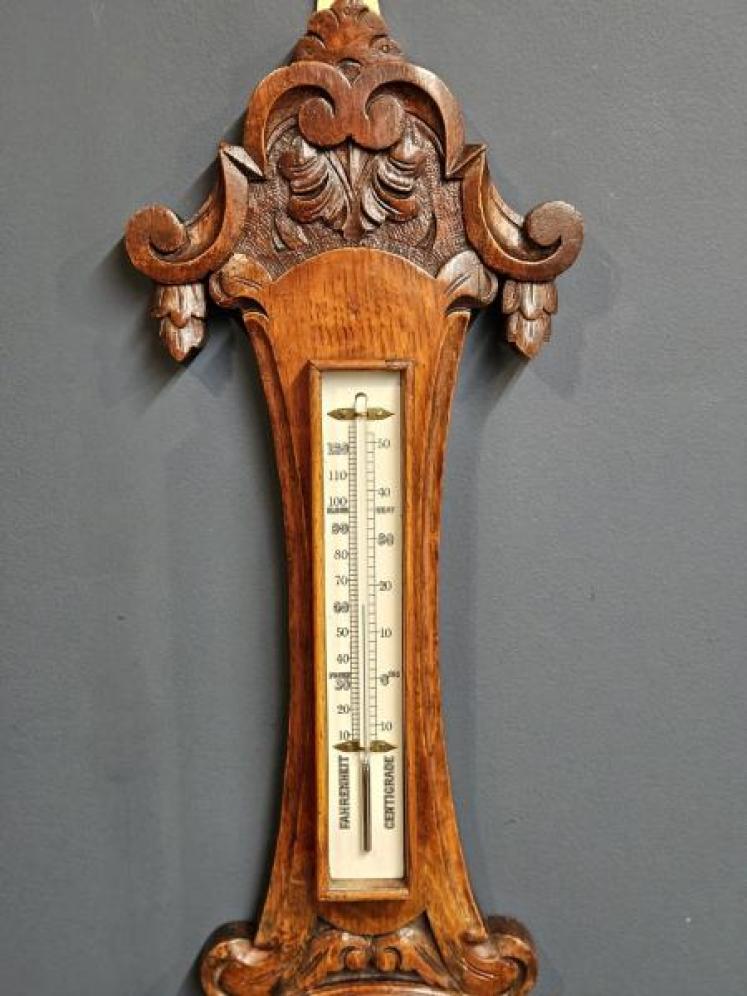 Oak Victorian Banjo Barometer - Image 6