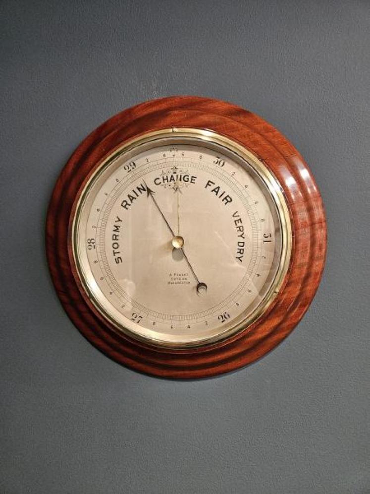 Victorian Turned Walnut Barometer by A Franks of Manchester - Image 1