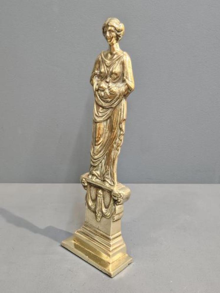 Victorian Weighted Brass Grecian Lady Door Stop - Image 3