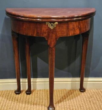 George II Red Walnut Demi Lune Gaming Table