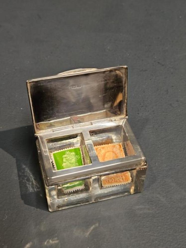 Silver and Crystal Stamp Box - Image 1