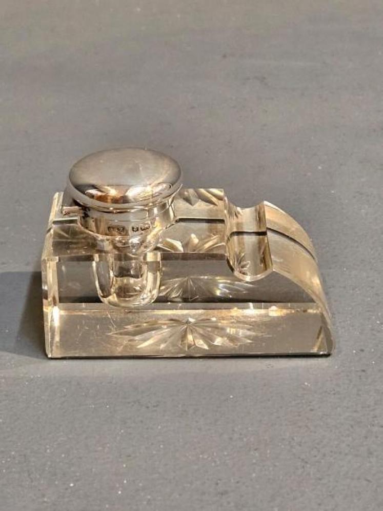 Victorian Silver and Crystal Pen and Ink Stand - Image 2