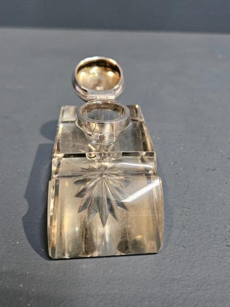 Victorian Silver and Crystal Pen and Ink Stand - Image 4