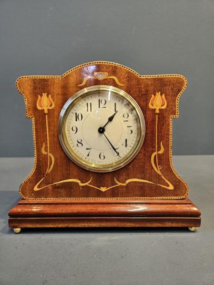 Superb Art Nouveau Inlaid Mantel Clock  - Image 1