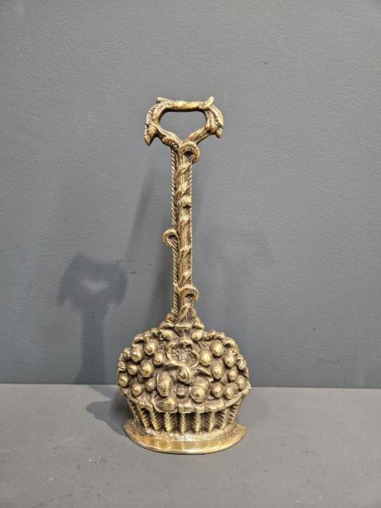 Victorian Brass Flower Basket Door Stop - Image 1