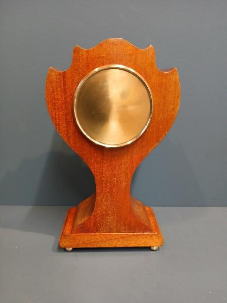 Edwardian Art Nouveau Fruitwood Inlaid Mantel Clock - Image 5